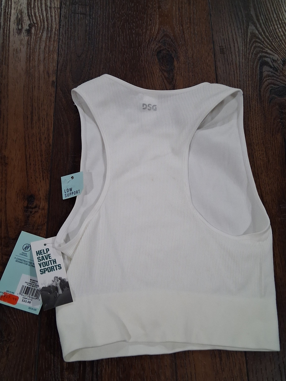 DSG White Ribbed Crop Tank Top - Picture 2 of 2